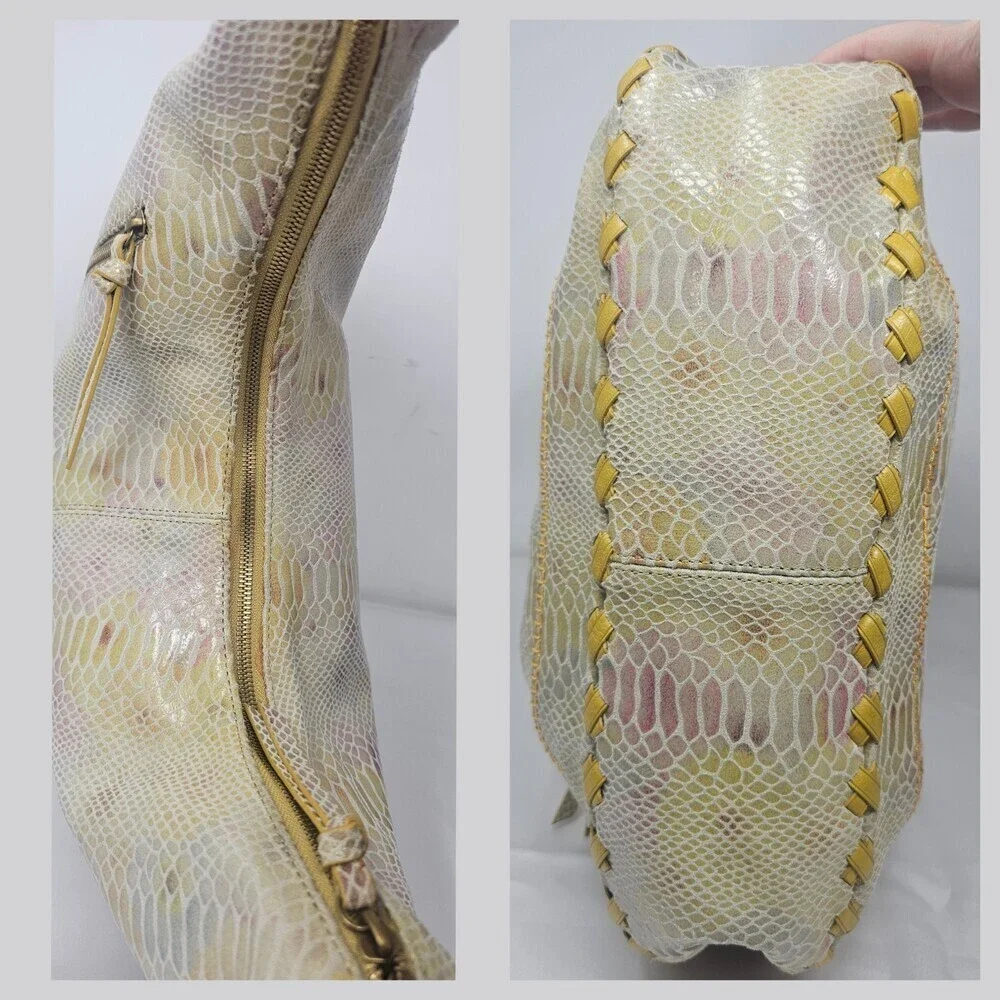 Vtg Rare Hobo International Snake Print Pastel Rainbow Hobo Leather Shoulderbag